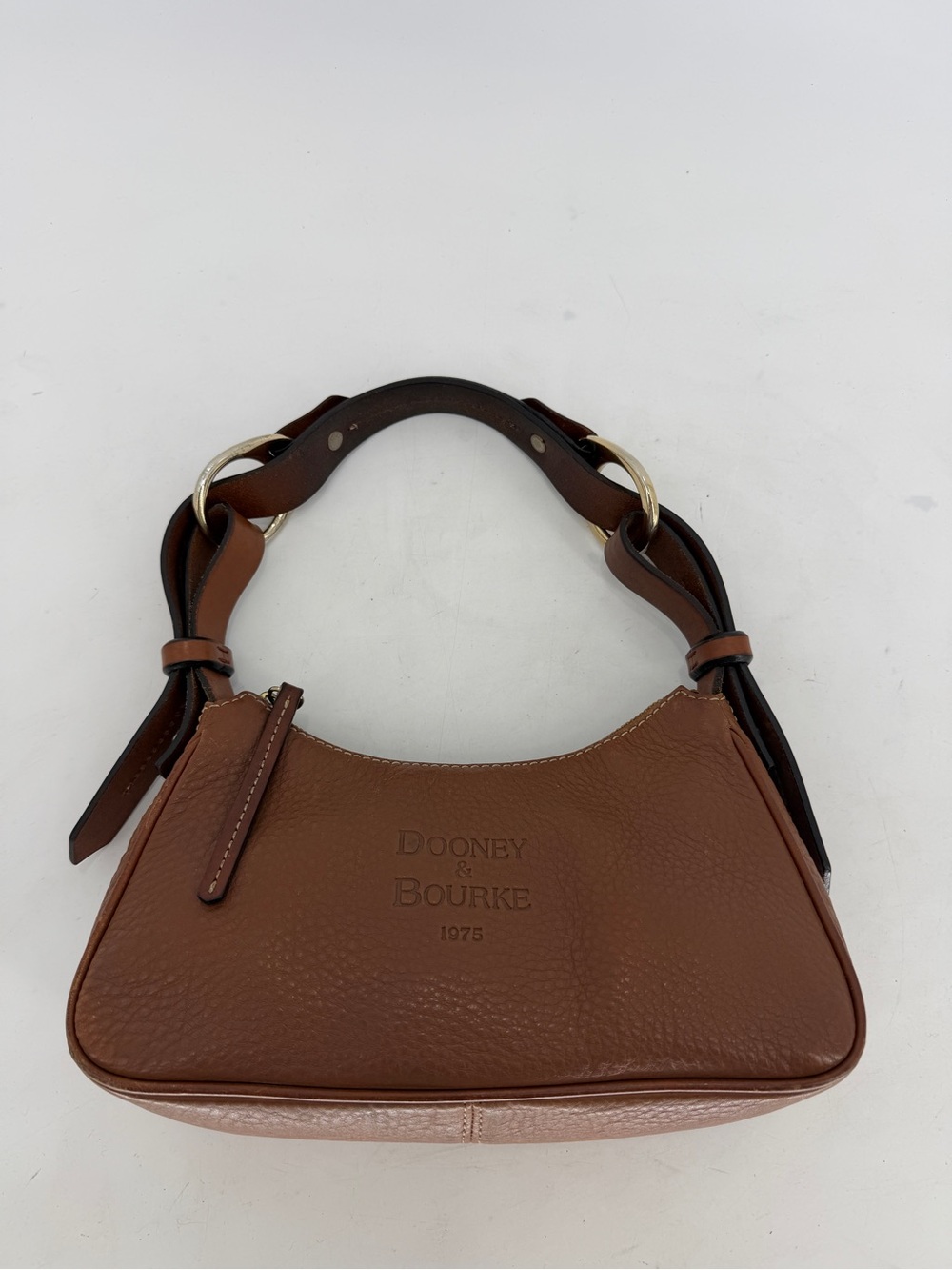 Vintage Dooney & Bourke Pebbled Brown Leather Shoulder Hobo Bag